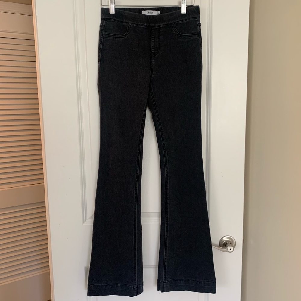 Cello Black Denim Flare Jeggings size Medium